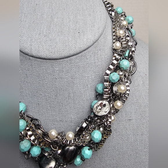 [Chloe + Isabel] Turquoise + Chain Torsade  Multi Media Statement Necklace - Picture 3 of 16